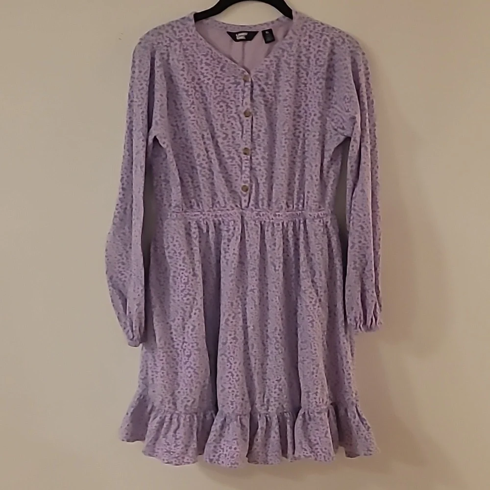 Lands' End Girls Size XL (14-16) Floral Ruffle Dress‎ with Pockets Pink Purple